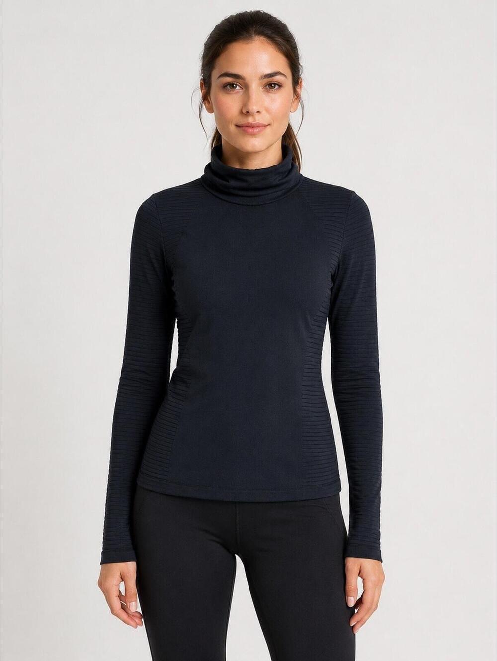 Athleta Black Flurry Blizzard Rib Turtleneck Small Athletic Workout Running Ski